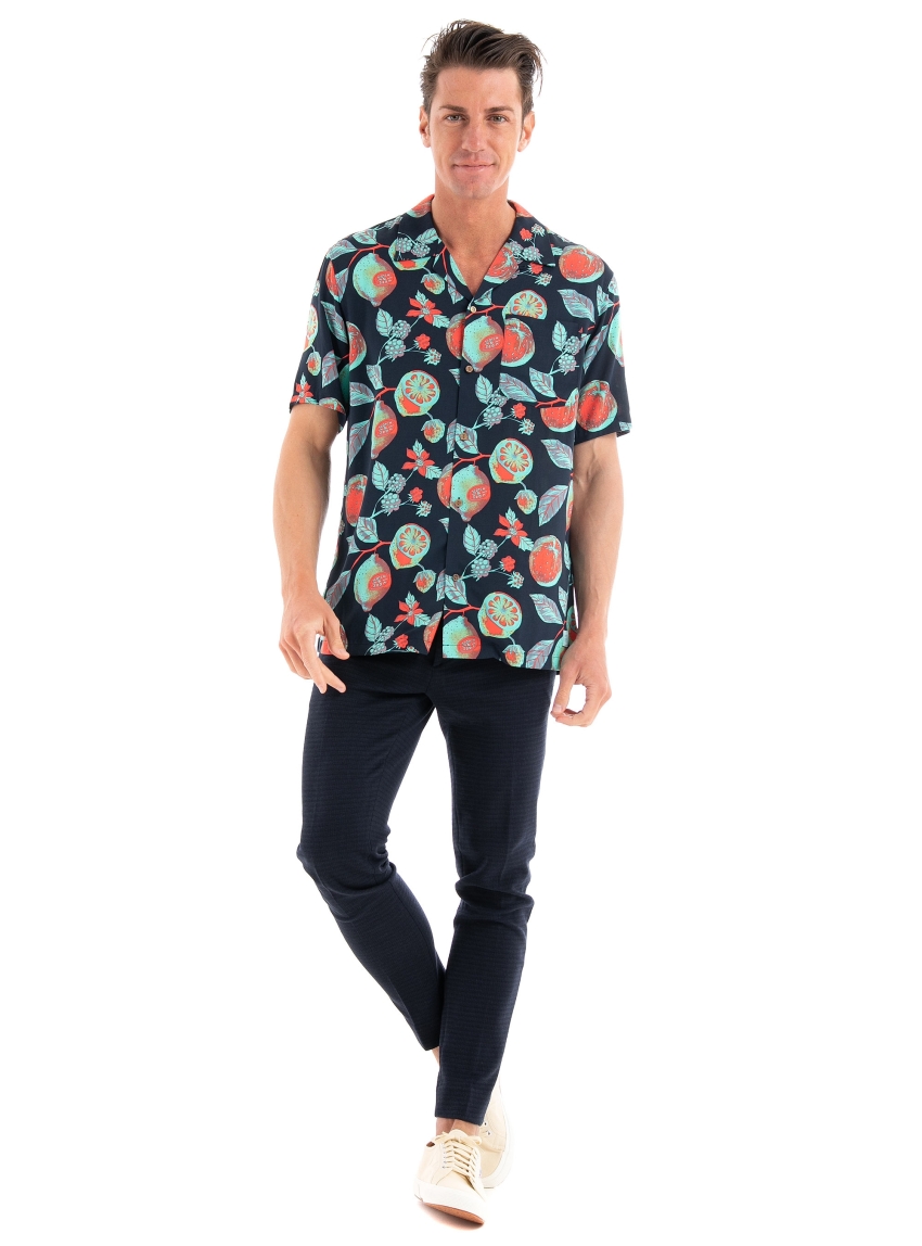 Scotch & Soda Printed Camp Shirt - Navy