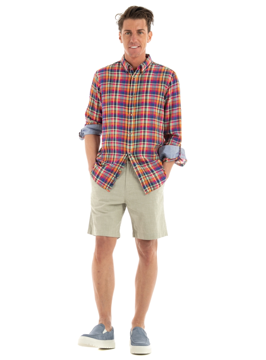 Scotch & Soda Light Weight Voile Shirt With Seersucker - Red