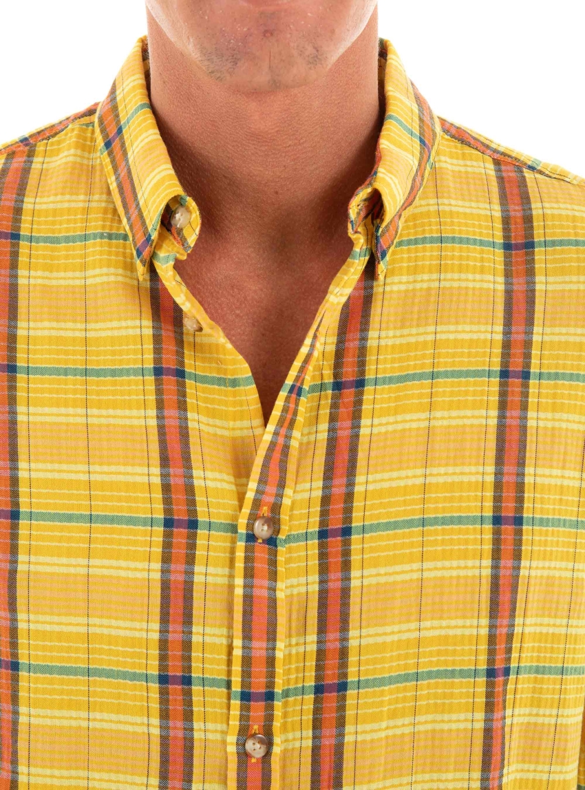 Scotch & Soda Light Weight Voile Shirt With Seersucker - Yellow