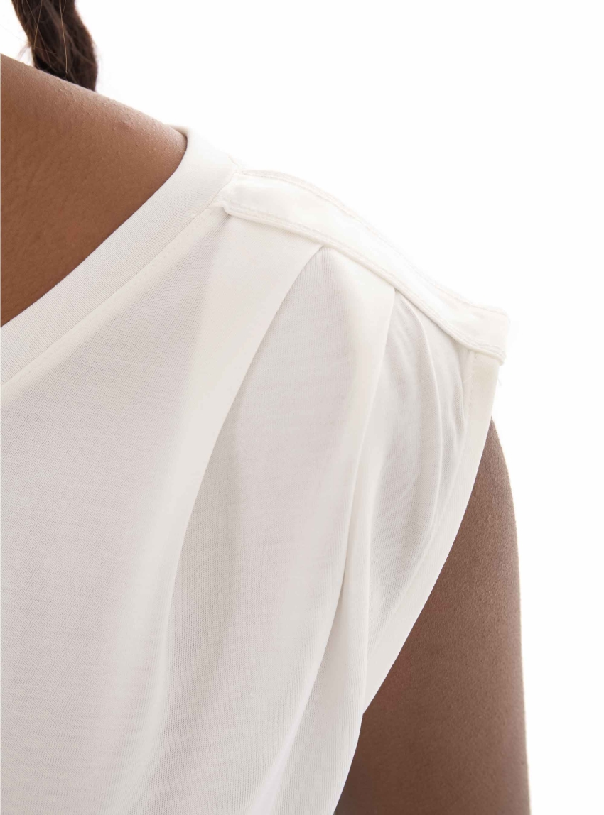Only Free Life Modal Satin Mix Tee - Off White