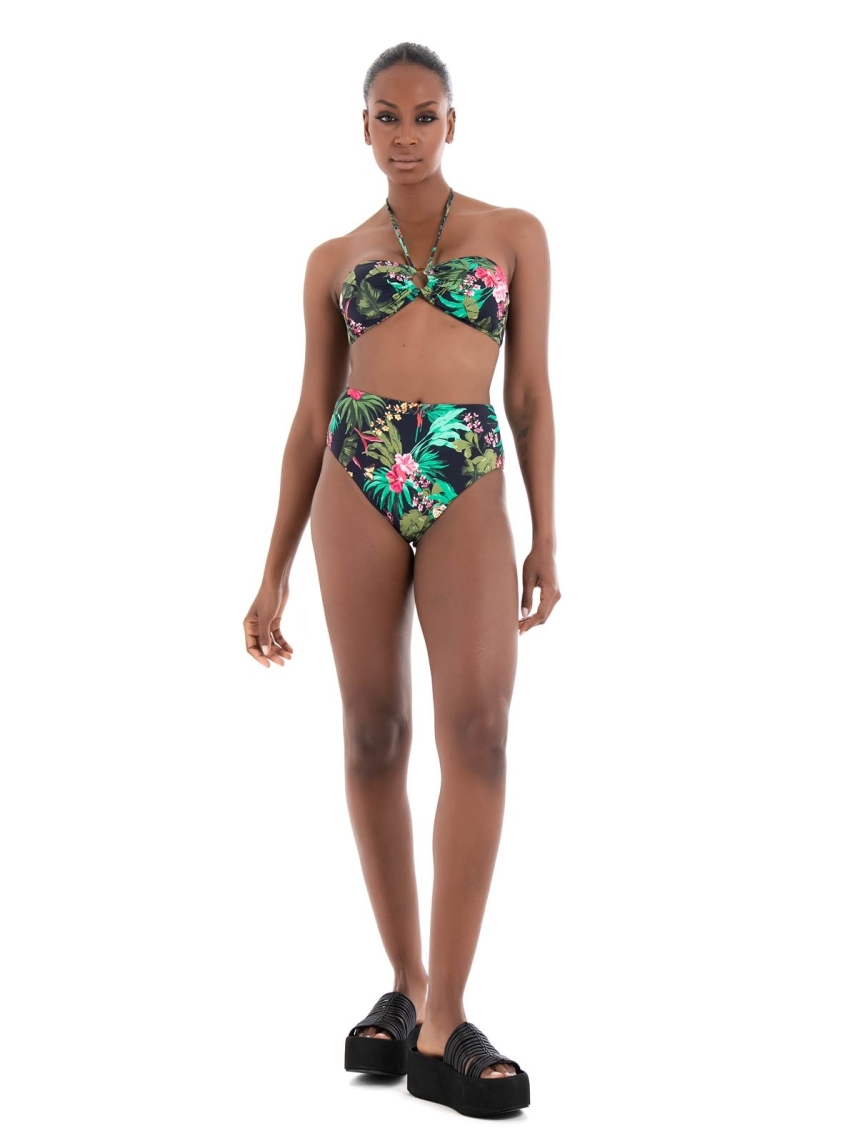 Only Juliette Ring Bandeau Bikini Top - Blue Black