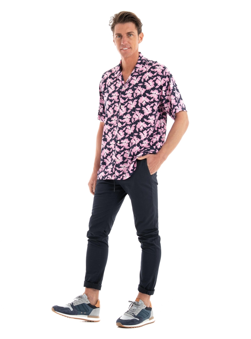 Jack & Jones Luke Palma Aop Resort Shirt - Pink