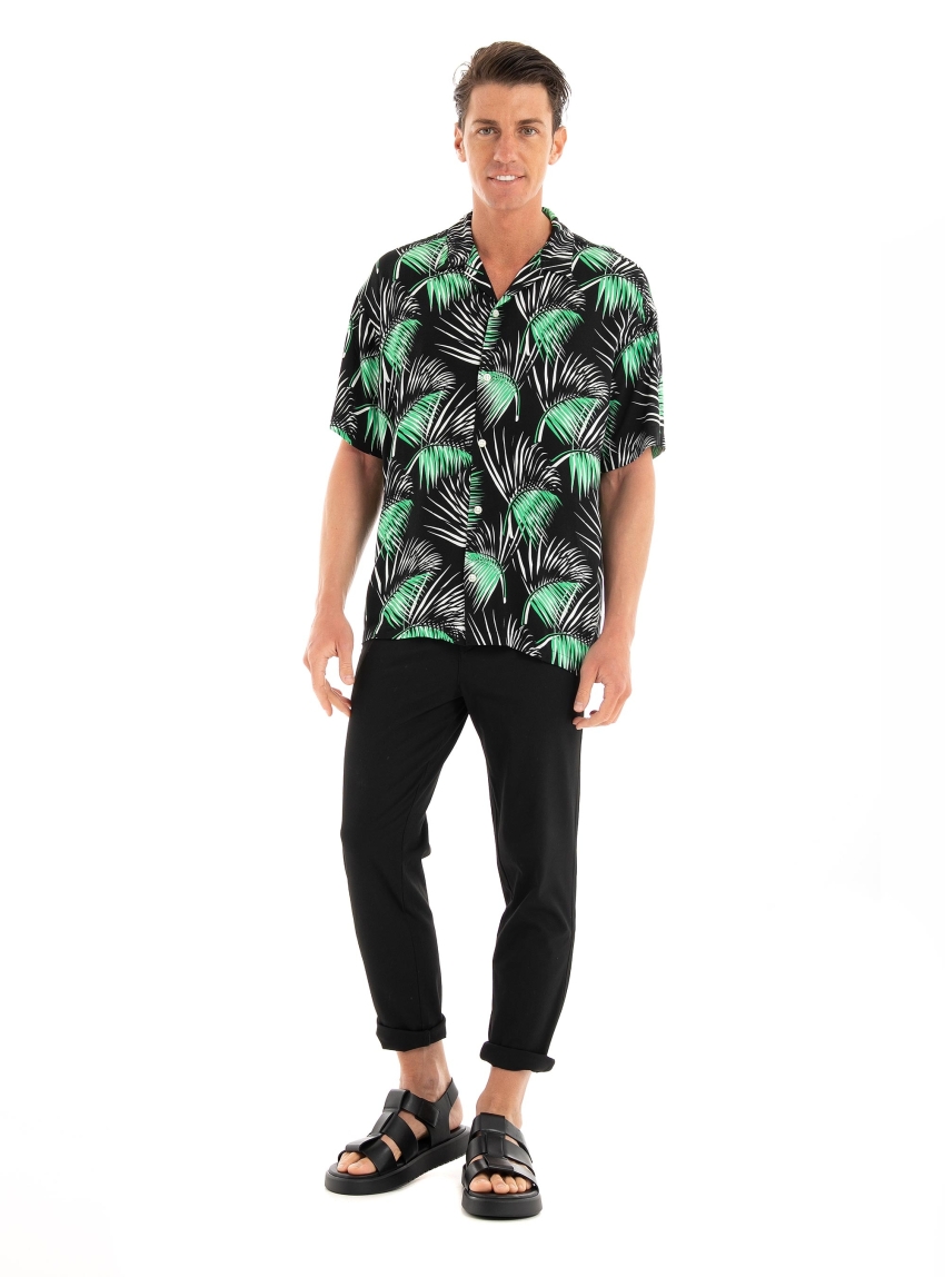 Jack & Jones Luke Palma Aop Resort Shirt - Navy