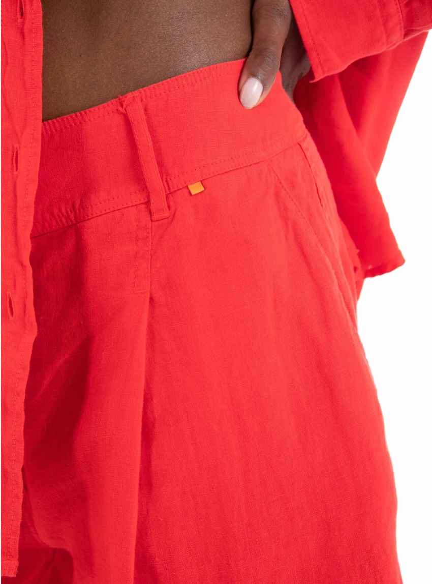 BOSS Linen Shorts C_Taweta - Red