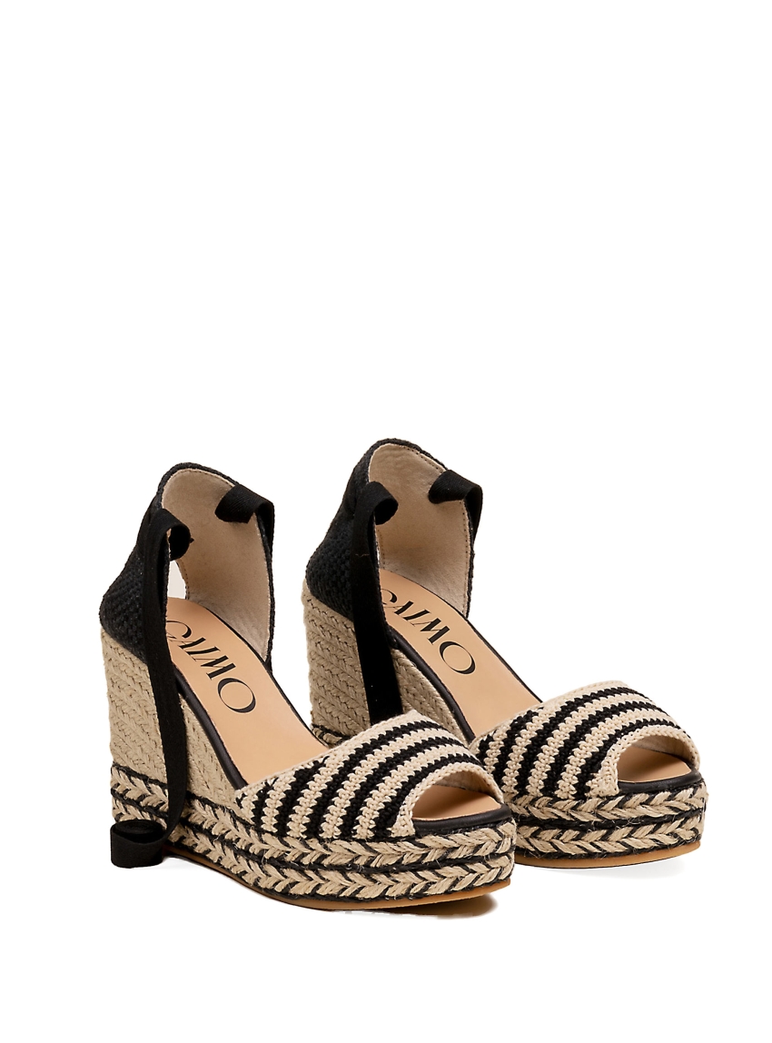 Gaimo Berlioz Heel Espadrilles - Black & White
