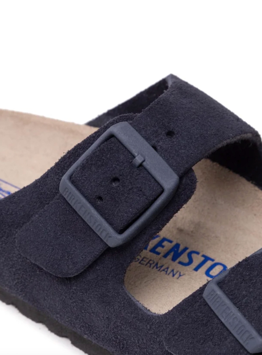 Birkenstock Arizona Soft Footbed Seude Leather Narrow Fit Sandals - Dark Blue