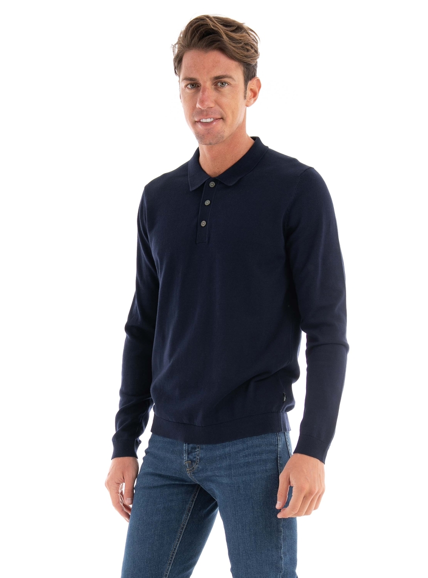 Jack & Jones Premium Igor Knit Polo Shirt - Dark Blue