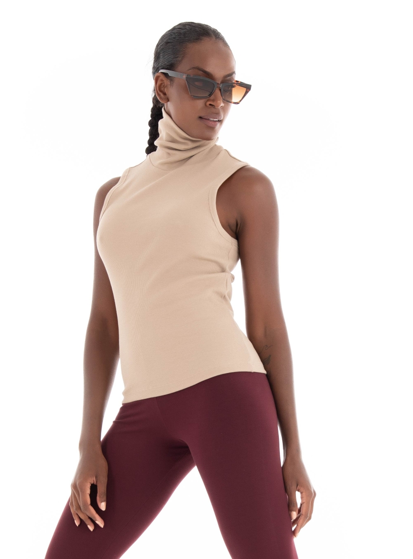 Vero Moda Vita Roll Neck Top - Taupe