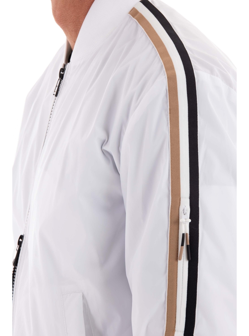 BOSS Recycled-Material Jacket With Signature-Stripe Tape Coltrane - White