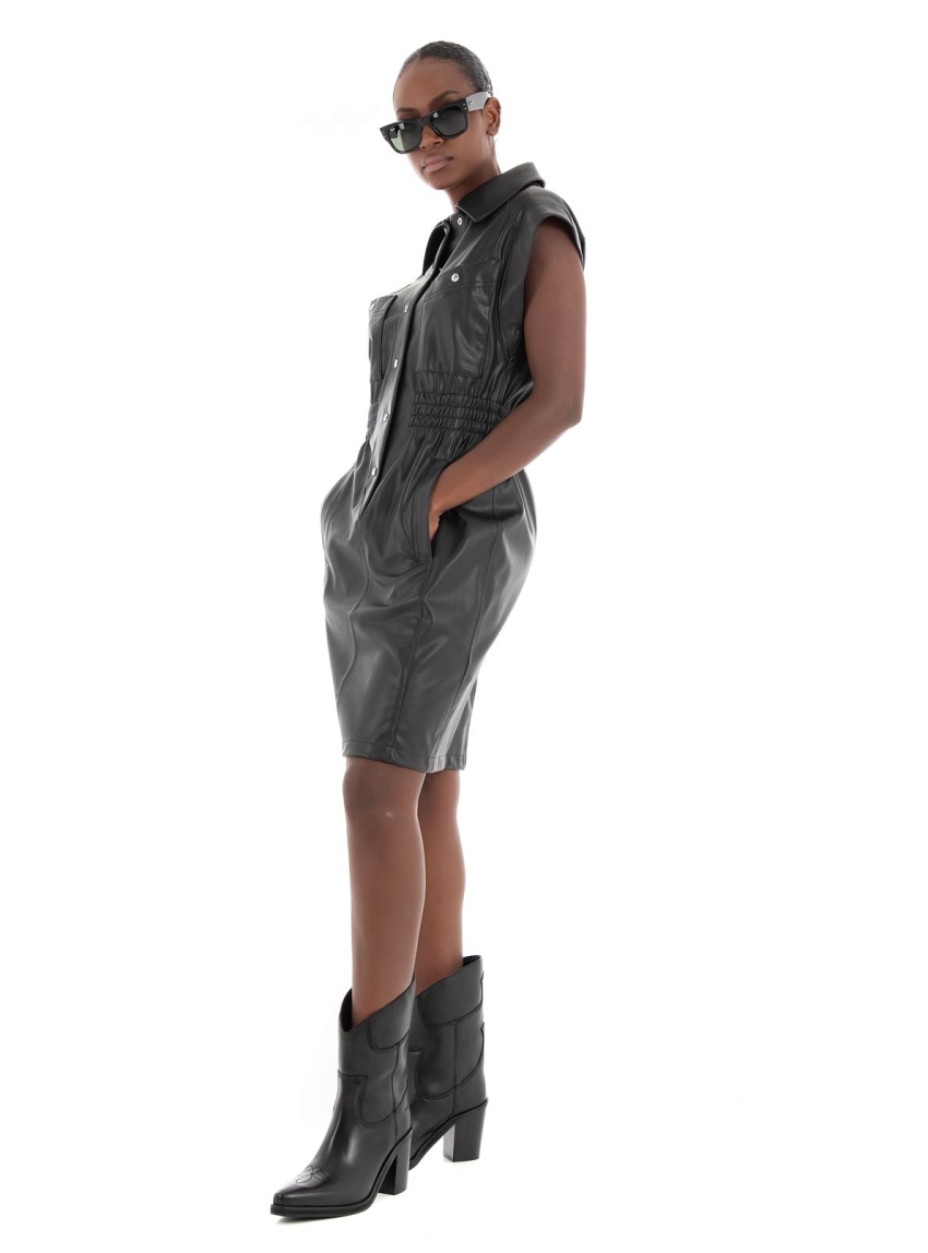 BOSS Faux Leather Dress C_Dary - Black