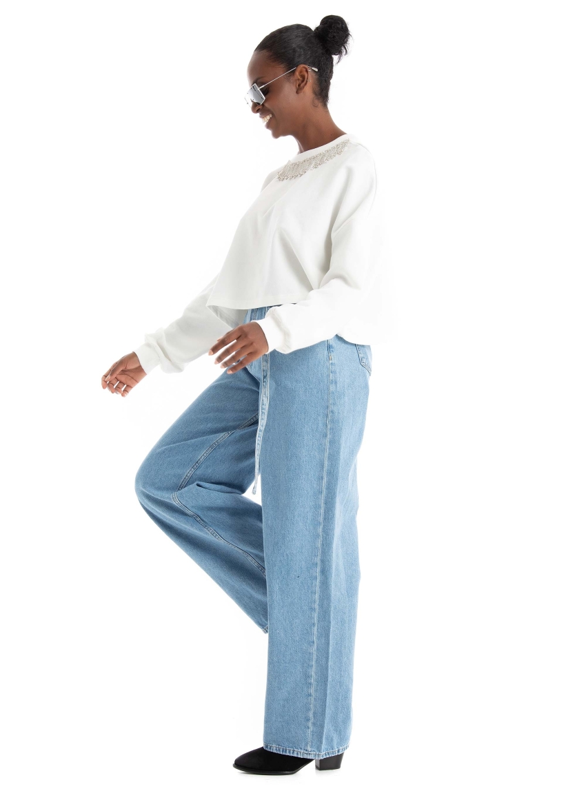 Only Rhine Bling O-Neck Sweater - White