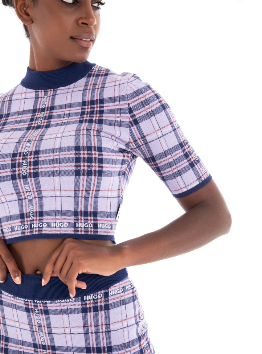 HUGO Slim Fit Cropped Top Knit Sloquita - Lilac