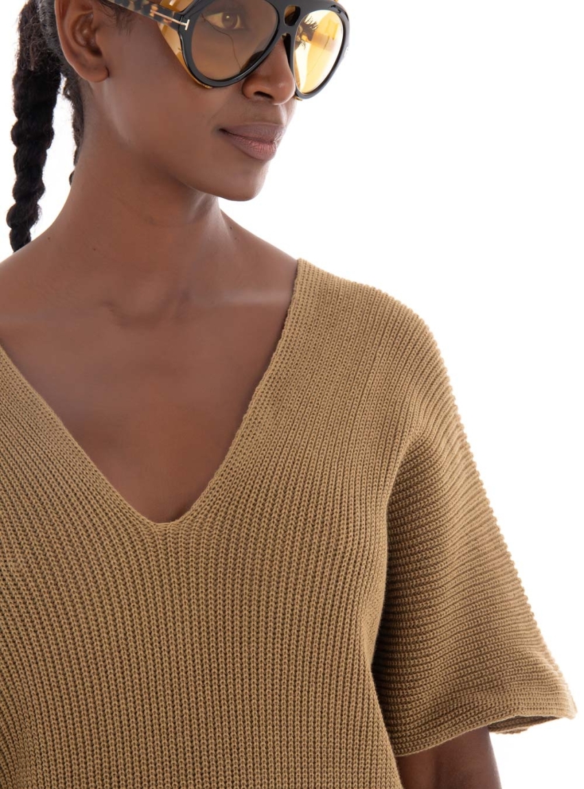 Ioanna Kourbela "TACTILITY" Midi Knit Dress Fully Fashioned - Khaki