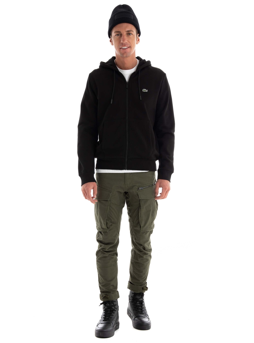 Lacoste Kangaroo Pocket Jogger Zip Up Sweatshirt - Black