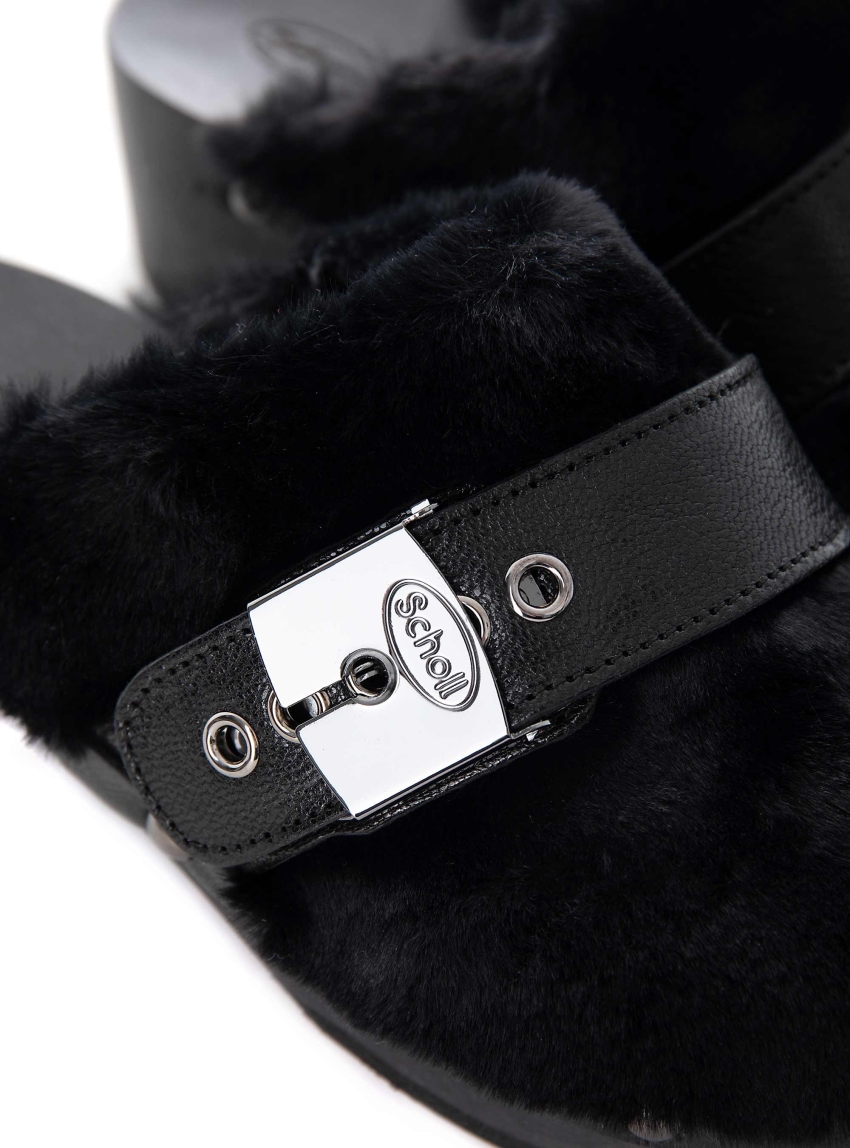 Scholl Pescura Robin Fur Clogs - Black