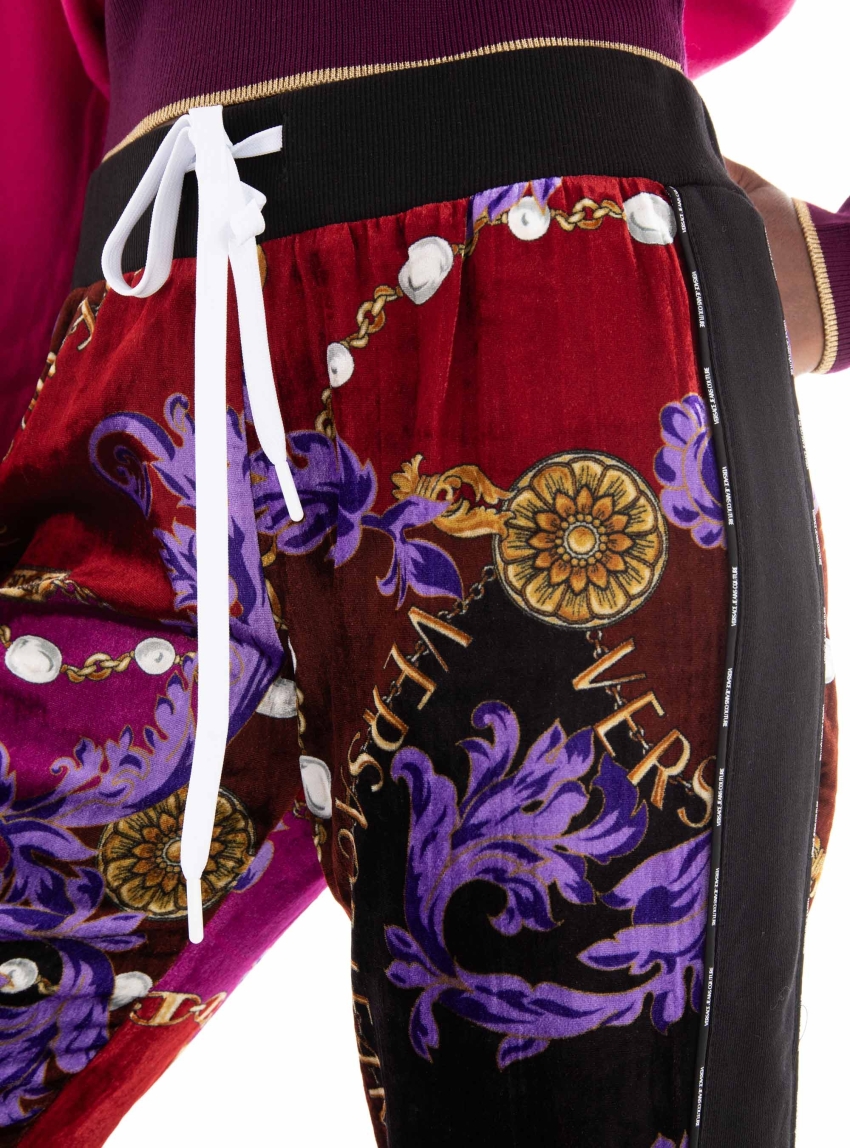 Versace Jeans Couture Velvet Print Chain Pants - Dark Purple