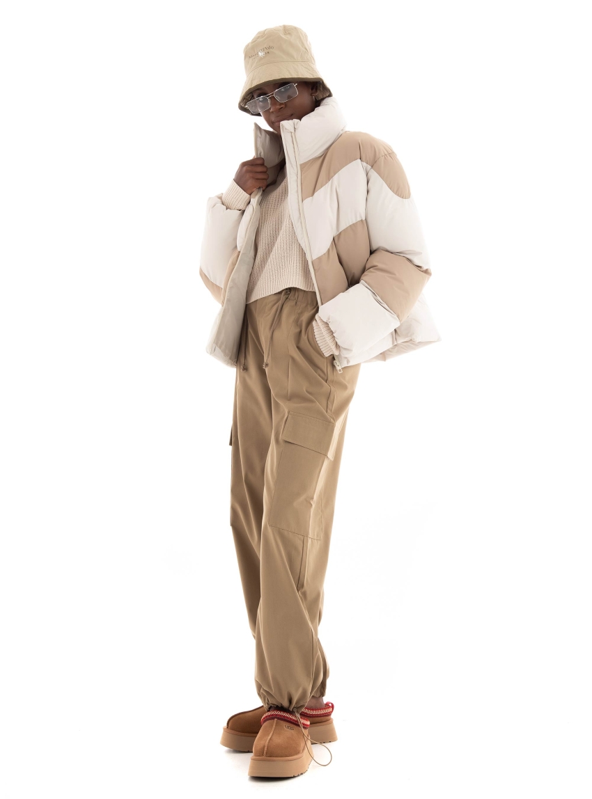 Vero Moda Wave Short Contrast Jacket - Light Beige