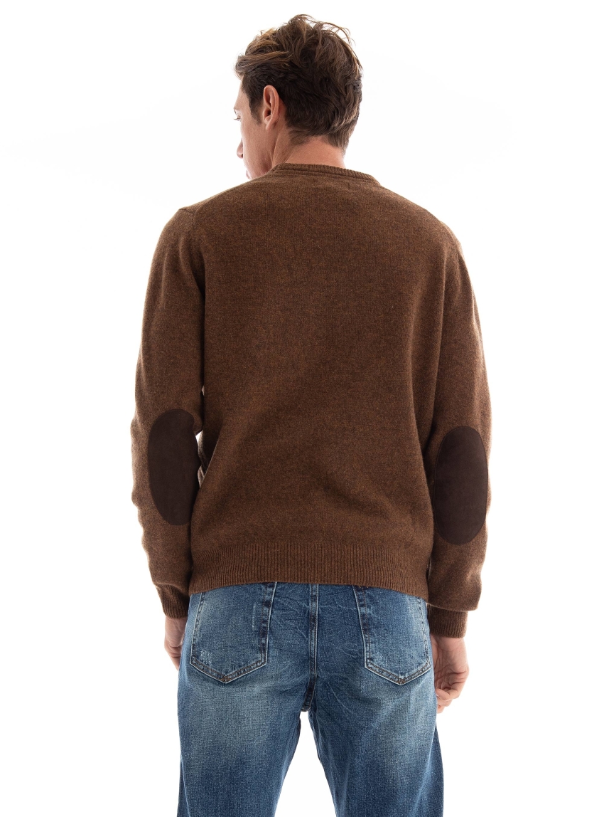 Barbour Regular Fit Patch Crew Neck Knit - Copper Brown