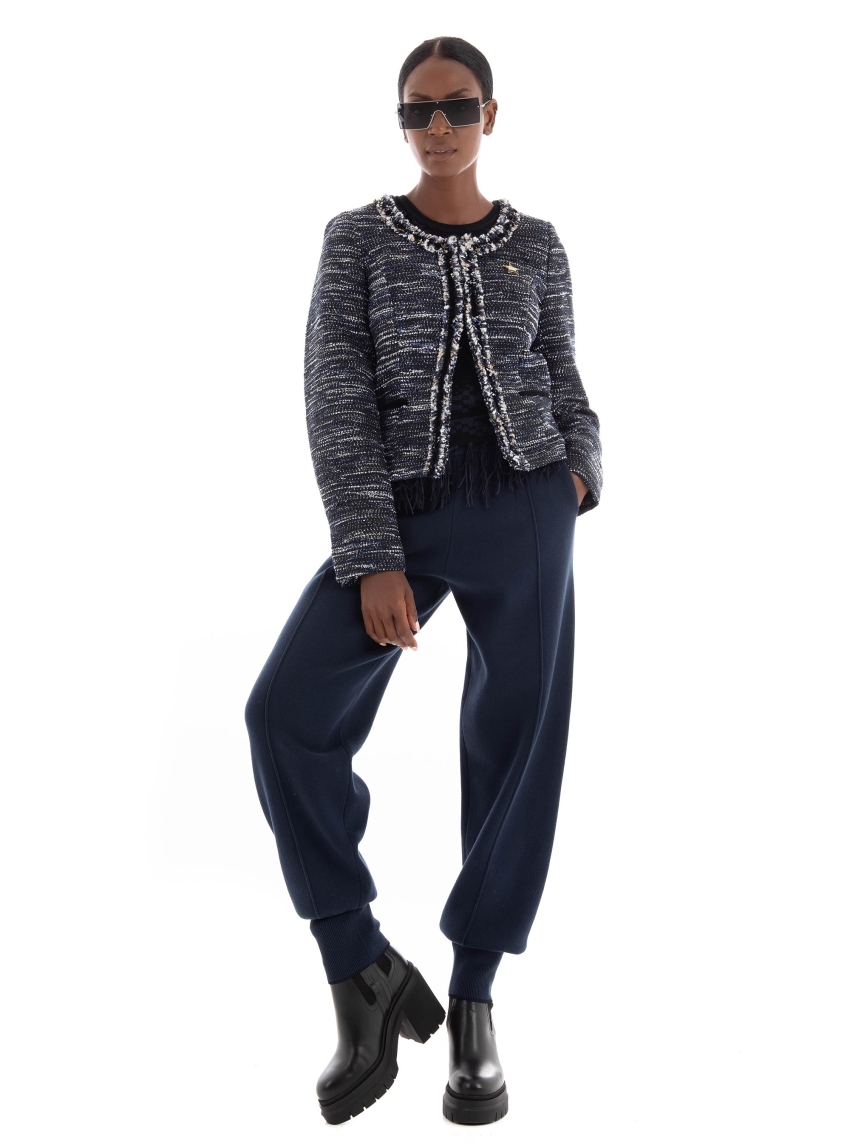 Scotch & Soda Single-Breasted Tweed Blazer - Navy