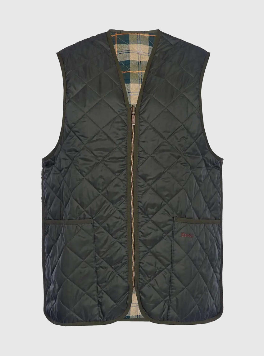 Barbour Quilted Zip In Liner Waistcoat - Dark Olive Green