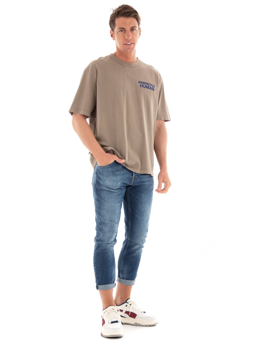 Gabba Nigel Boxy Human Tee - Dark Beige