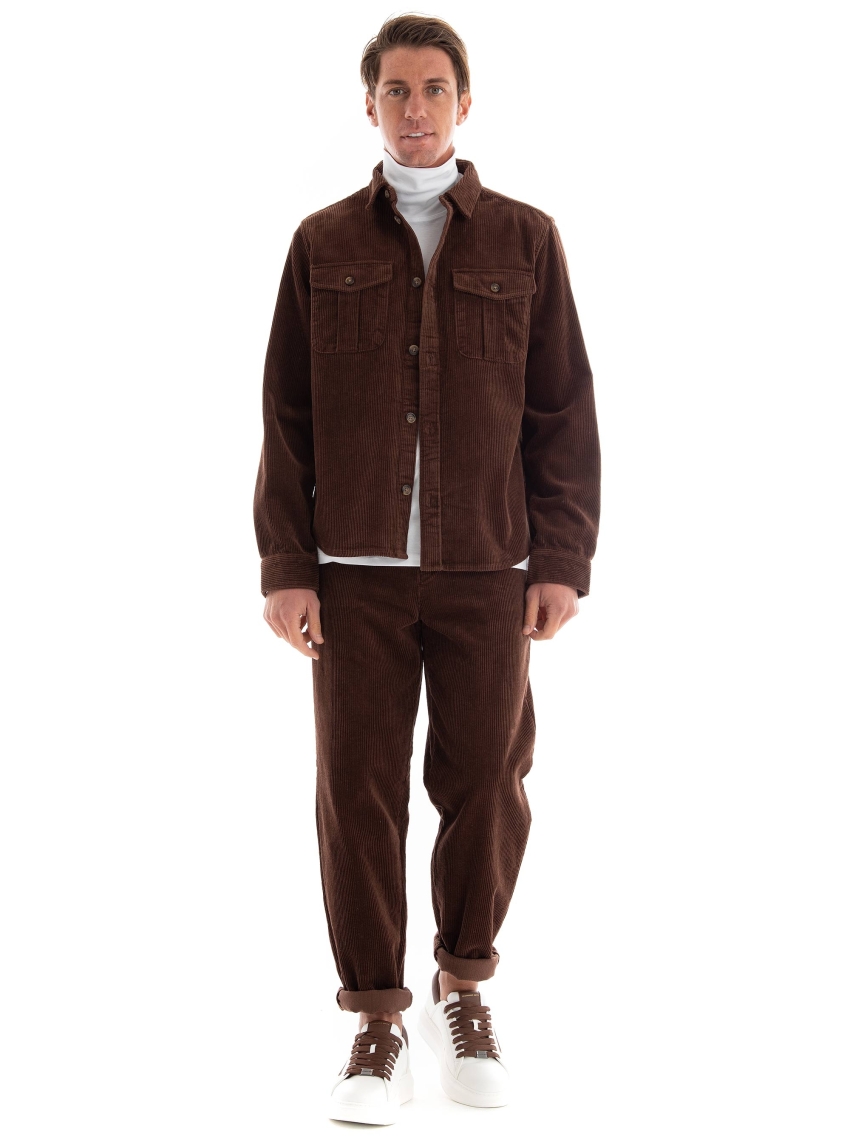 Les Deux Kody Heavy Corduroy Overshirt - Dark Brown