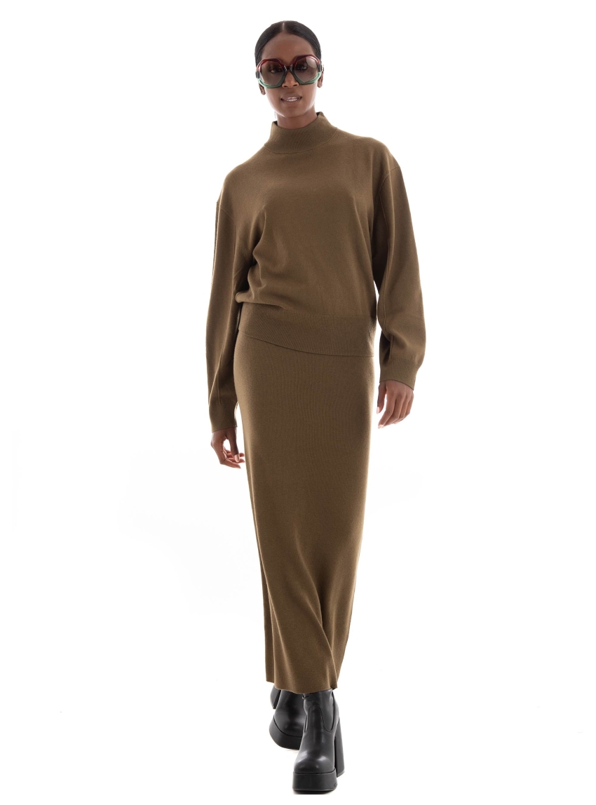 Marc O Polo Ribbed Knit Skirt - Olive 