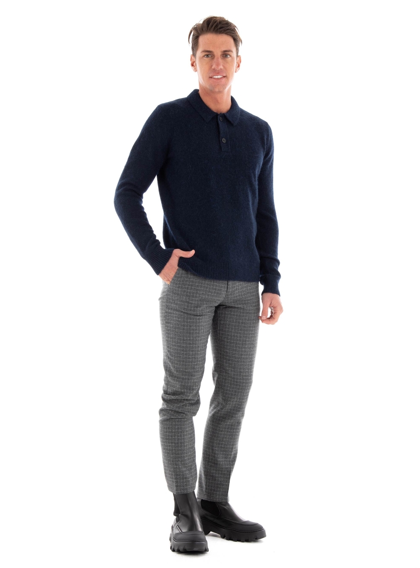 Selected Rai Knit Polo Shirt - Dark Blue