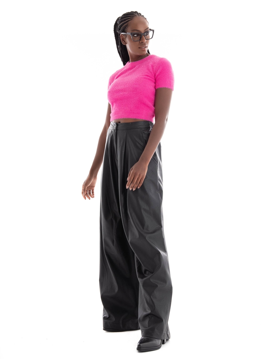 Glamorous Knit Crop Top - Hot Pink
