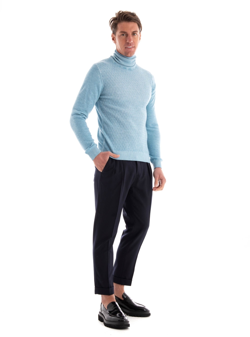 Paul Miranda Roll Neck Knit - Sky Blue