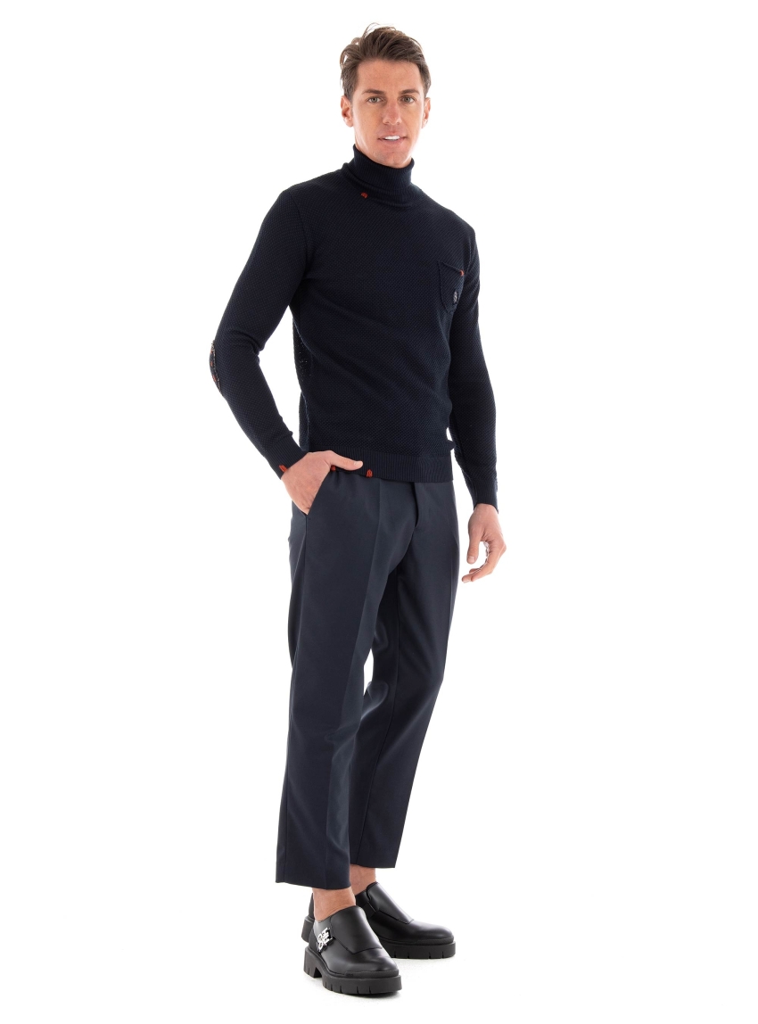 Paul Miranda Roll Neck Knit - Navy