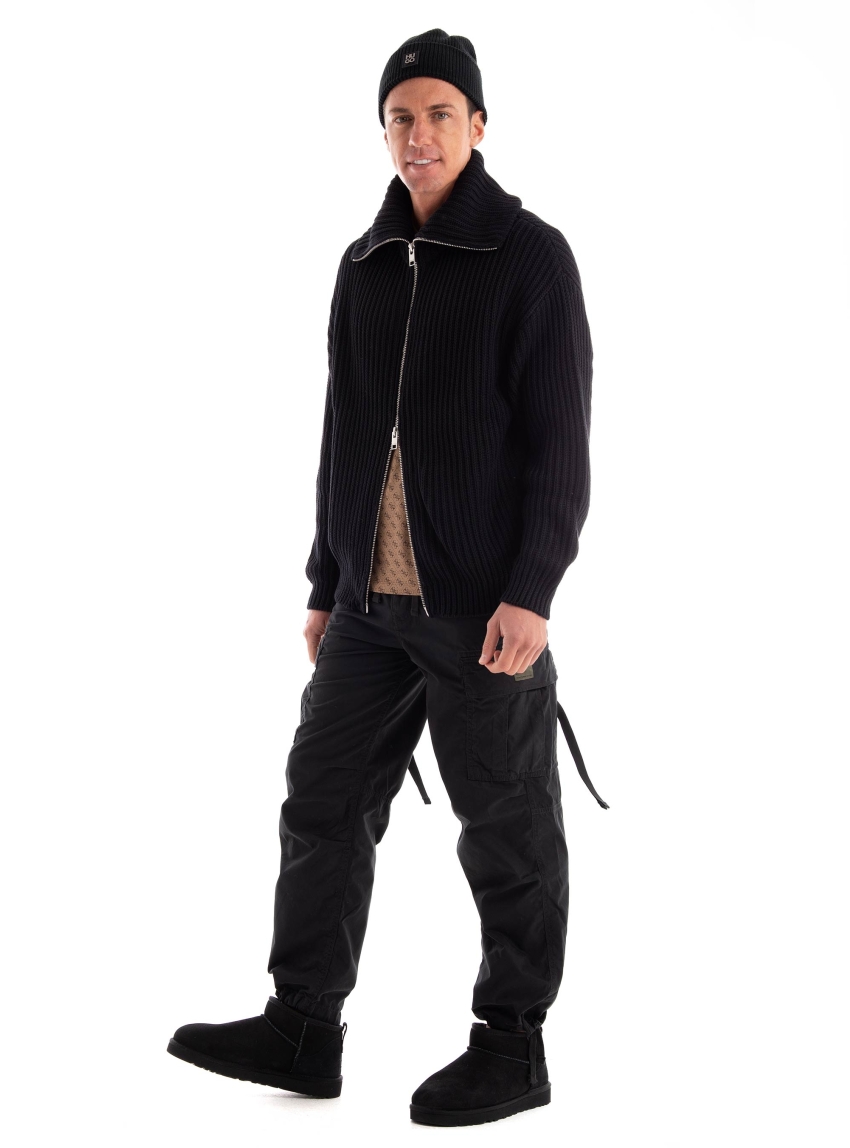 Jack & Jones Premium Alo High Neck Knit Cardigan - Black