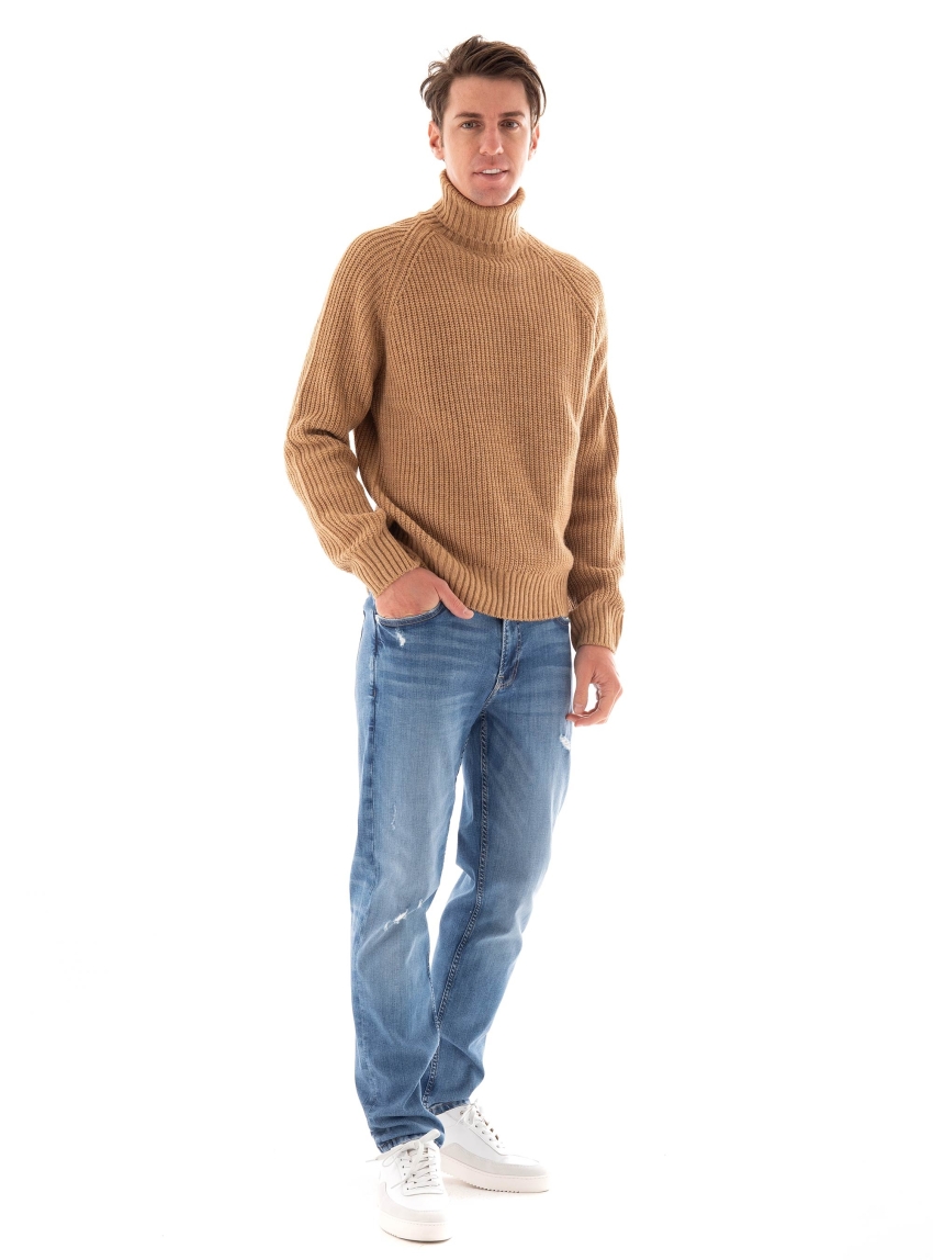 Manuel Ritz Roll Neck Knit - Dark Beige