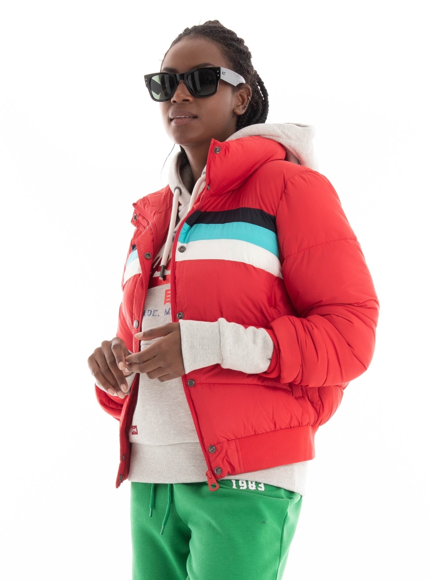 Superdry D4 Ovin Retro Panel Short Puffer Jacket - Red