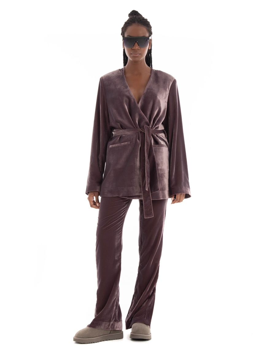 Black & Black Velvet Blazer - Violet