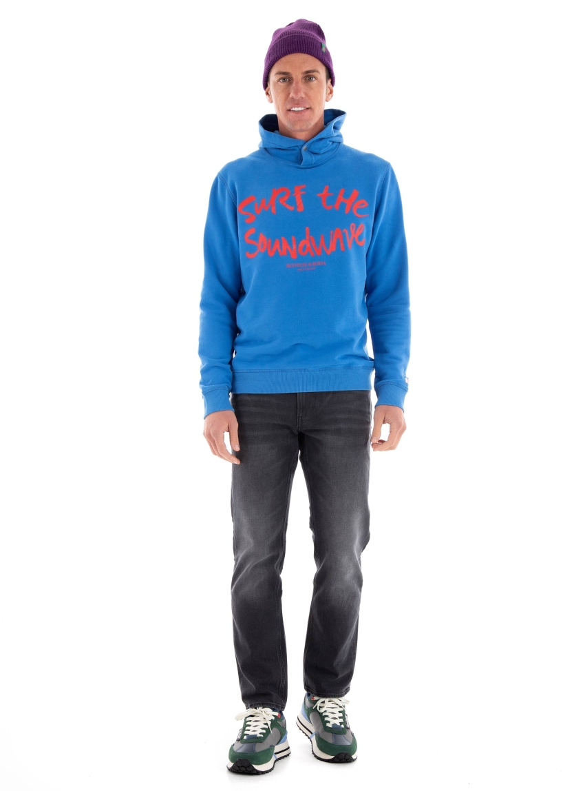 Scotch & Soda Regular Fit Surf Tthe Soundwave Hoodie - Cobalt Blue