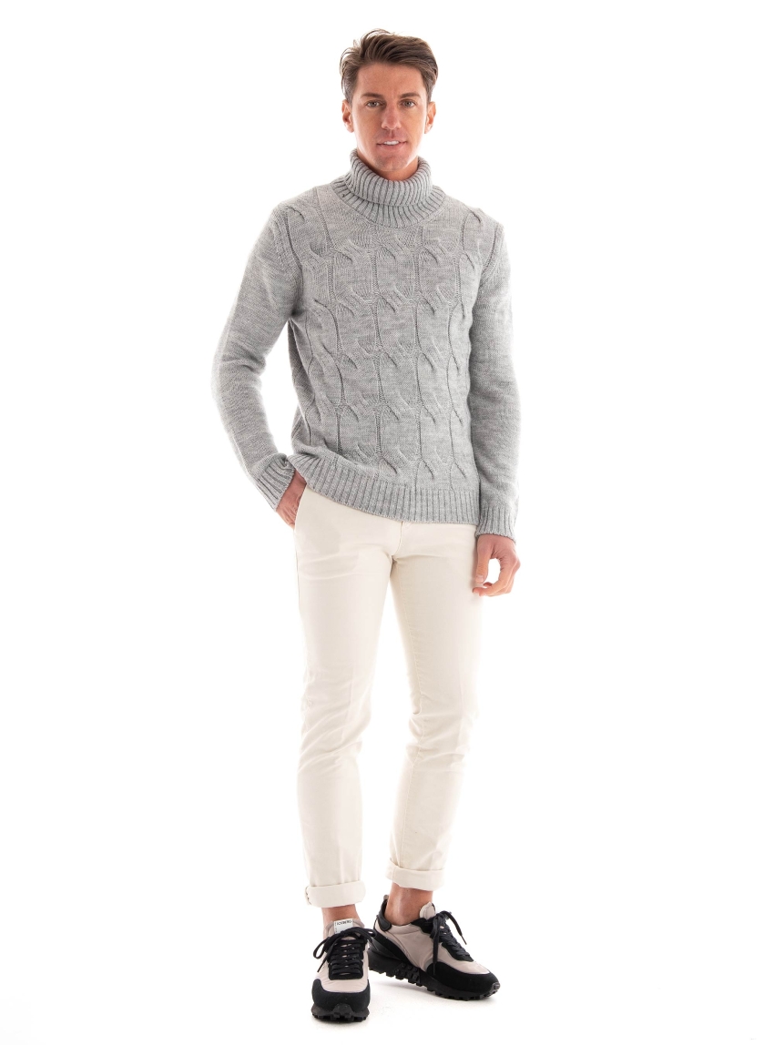 Paul Miranda Roll Neck Knit - Grey Melange