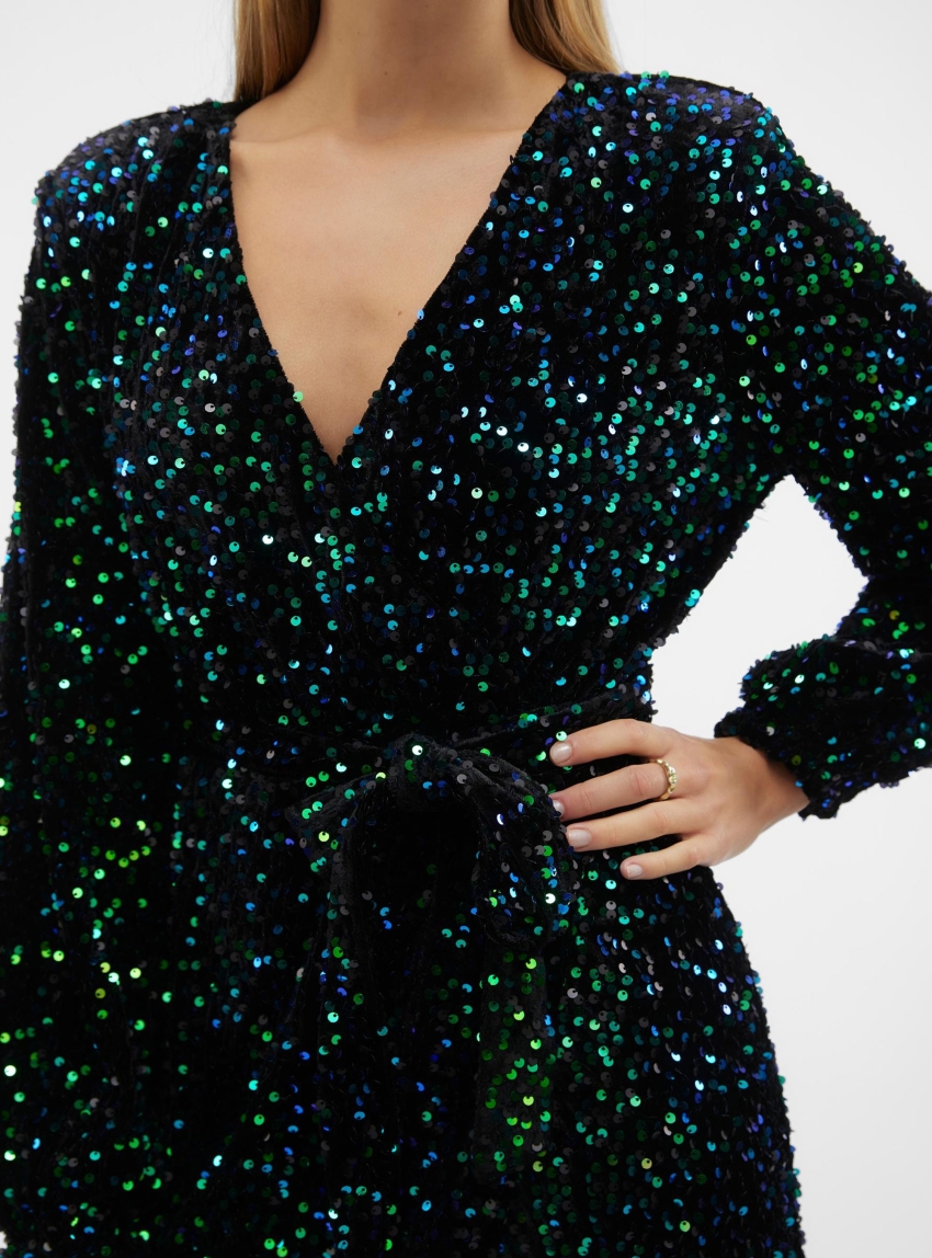 Vero Moda Bella Wrap Short Dress - Green