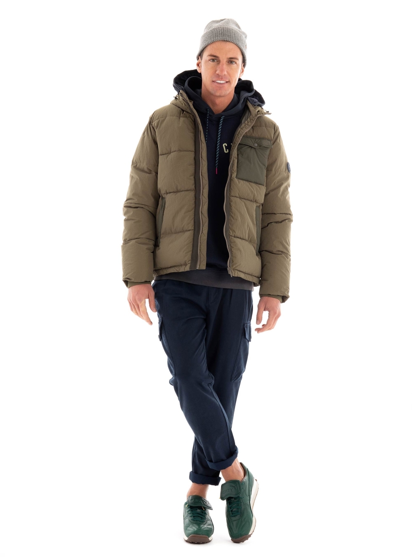 Scotch & Soda Hooded Puffa Jacket - Khaki