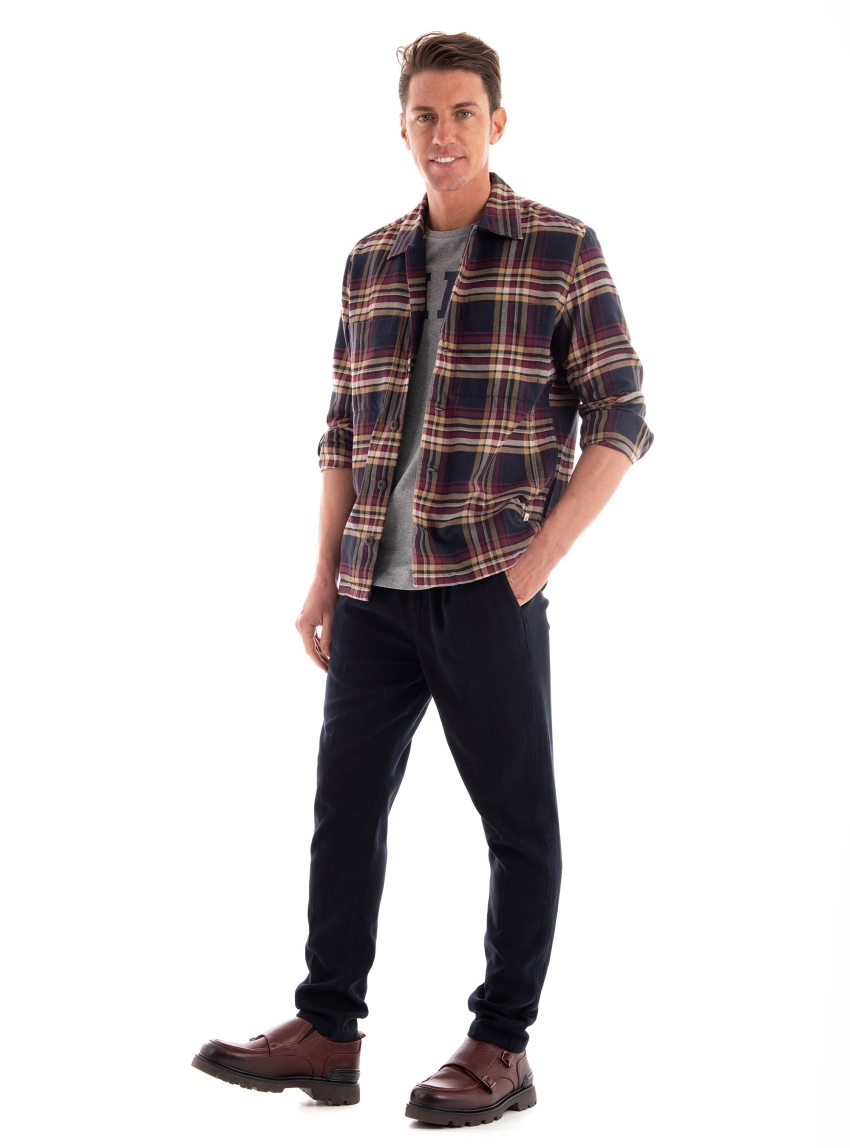 Marc O Polo Bowling Collar Overshirt - Dark Blue