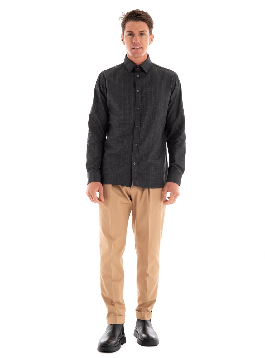 Selected Reghart-Pow Check Shirt - Dark Grey