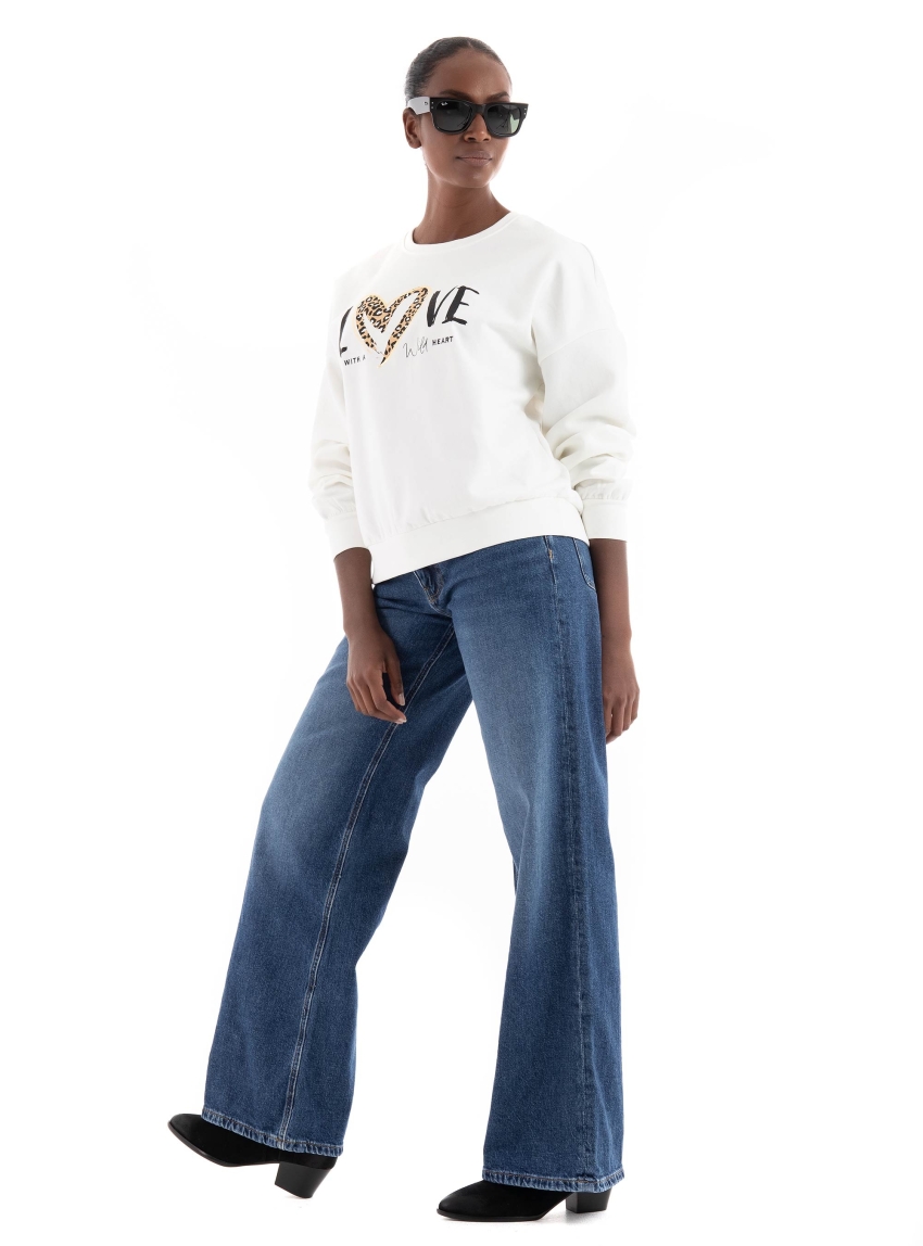 Only Frea Wild O-Neck Box Sweater - Off White