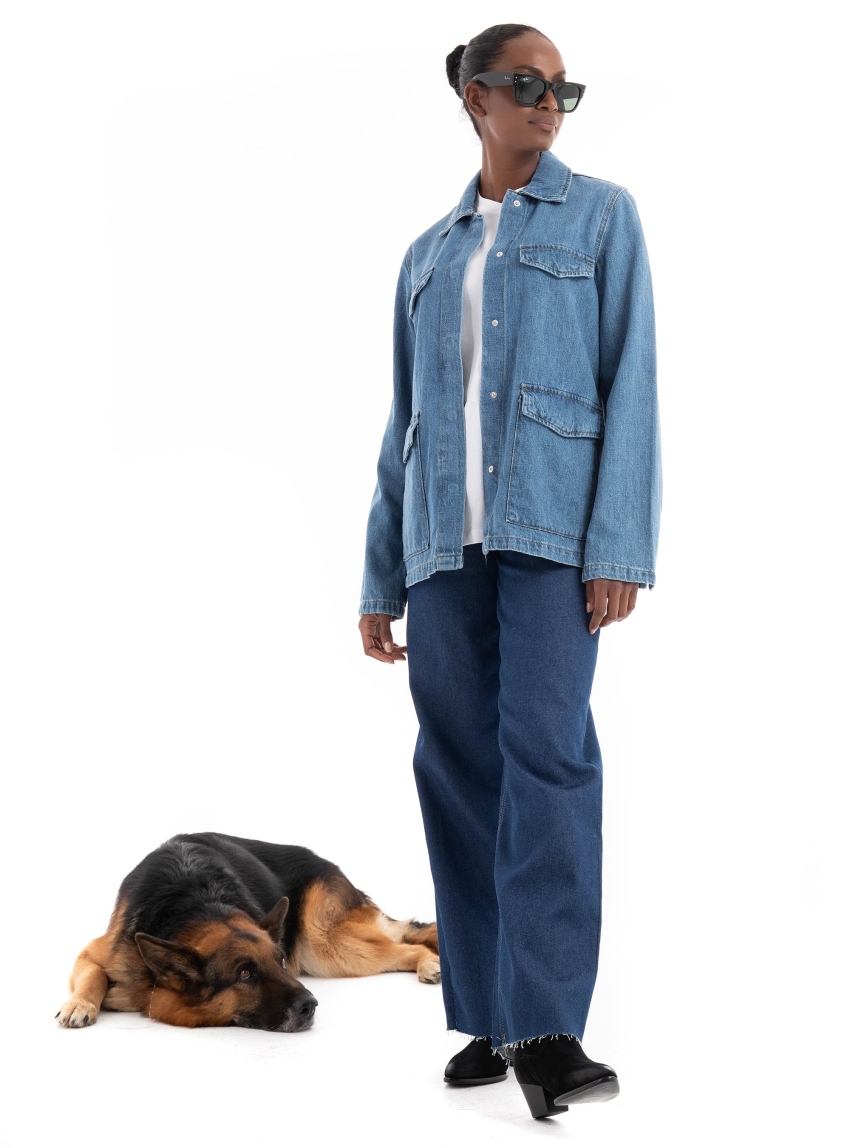 Vero Moda Maria Pocket Denim Jacket  - Medium Aged Denim