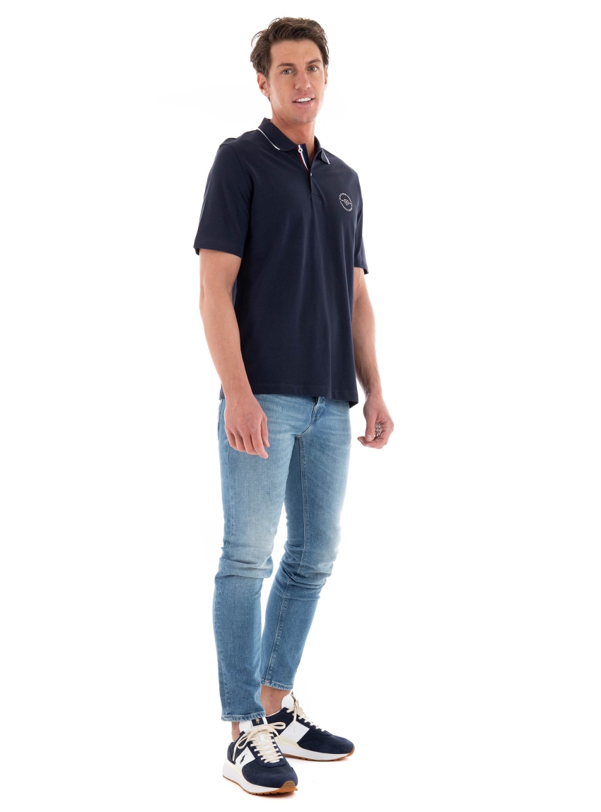 Jack & Jones Premium Shield Polo Shirt - Dark Blue