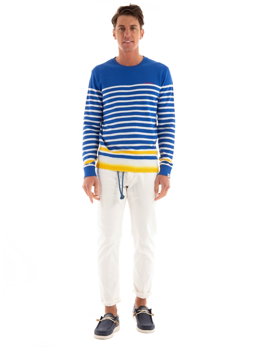 Scotch & Soda Breton Stripes Knit - Striped Blue