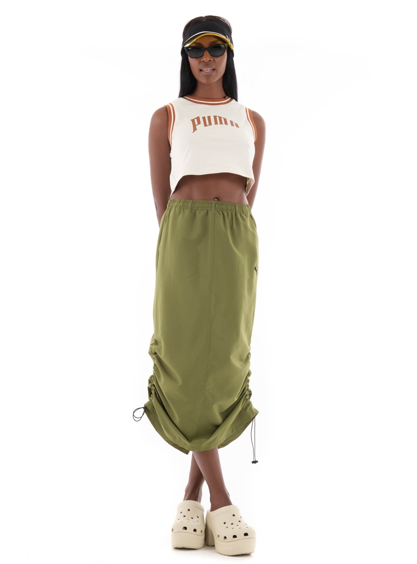 Puma Team Graphic Cropped Tank Top - Light Beige