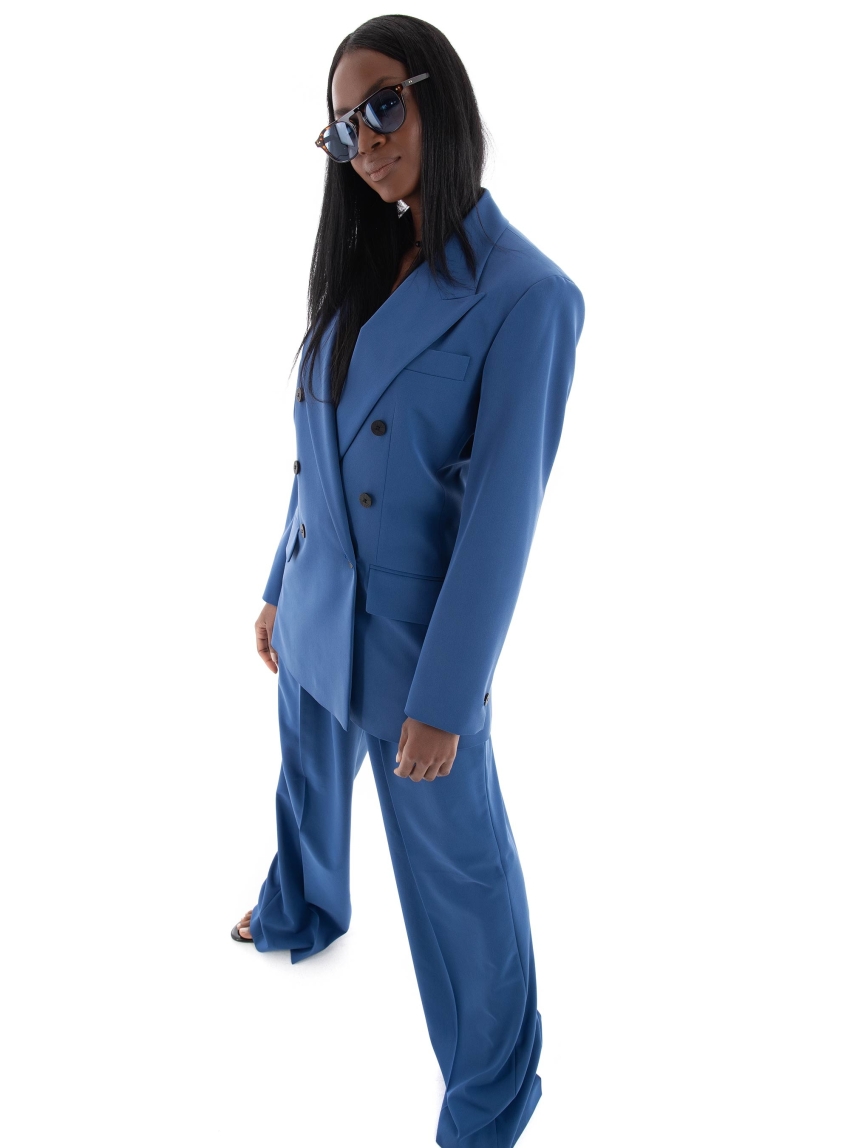 HUGO Relaxed Fit Double Breasted Blazer Amalisa - Cobalt Blue