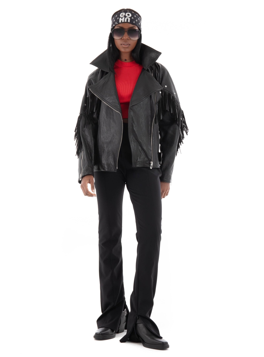 HUGO Slim Fit High Rise Pants Helifa - Black