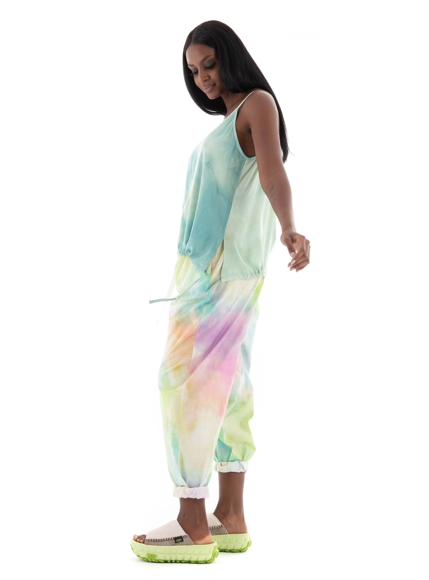 Deha Batik Effect Tie Dye Twill Top - Aquamarine