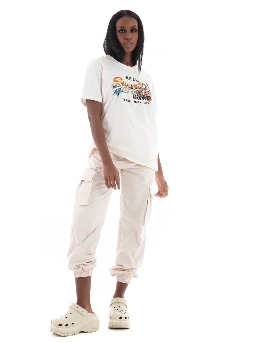 Guess Mid Rise Riko Cargo Pants - Pearl